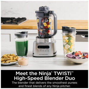 TWISTi Liquidificador de Bancada 1L Alta Velocidade 5 Predefinições 1600W, 110v, NINJA SS151, Prateado