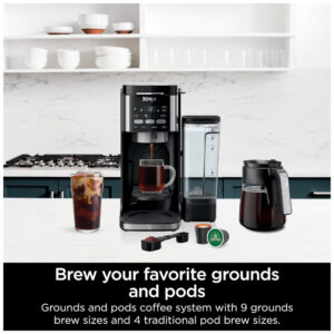 Máquina de Café e Gelado Quente DualBrew de 12 xícaras, 110V 1550W, Ninja CFP101, Preta