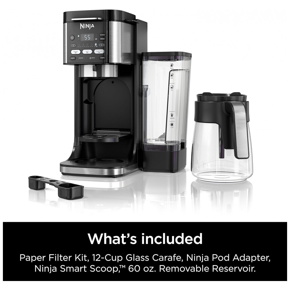Máquina de Café e Gelado Quente DualBrew de 12 xícaras, 110V 1550W, Ninja CFP101, Preta