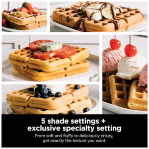 Máquina de Waffle com 5 Configurações de Tonalidade, 1000W, 110v, NINJA BW1001, Prateado