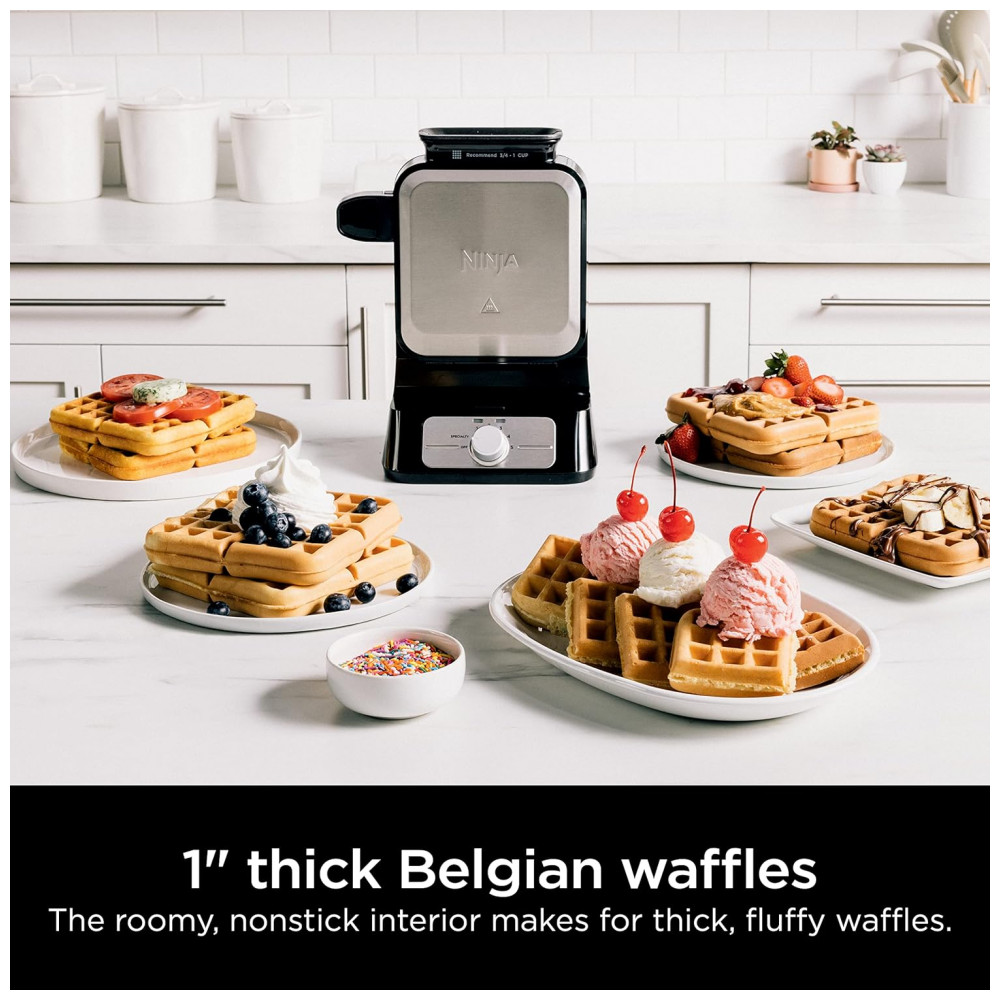 Máquina de Waffle com 5 Configurações de Tonalidade, 1000W, 110v, NINJA BW1001, Prateado