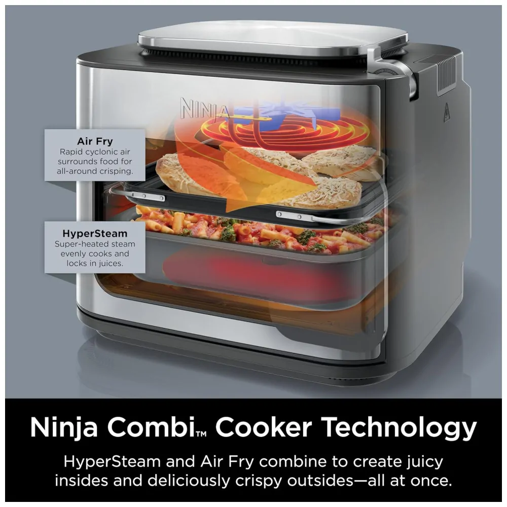Air Fryer e Forno 14 em 1 Inclui 3 Acessórios com Controle Digital, 110V, Ninja SFP701, Cinza