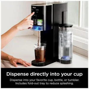 Máquina Para Gaseificar Bebidas com Cilindro de C02 de 60 L, Crie Bebidas como Água com Gás e Refrigerantes, Ninja Thirsti WC1001, Preta