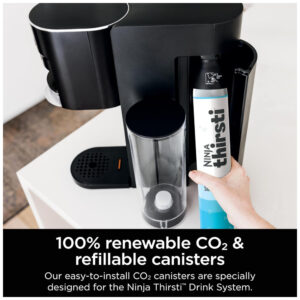 Máquina Para Gaseificar Bebidas com Cilindro de C02 de 60 L, Crie Bebidas como Água com Gás e Refrigerantes, Ninja Thirsti WC1001, Preta