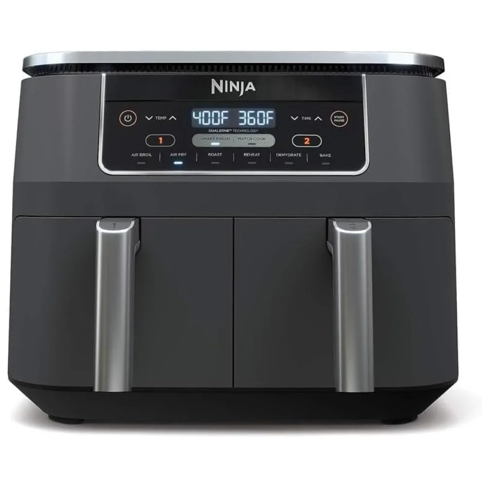 Fritadeira Elétrica 6 em 1 Capacidade 7.5L com Cesta Dupla, 1690W, 110V, Ninja DZ201 Foodi, Cinza Escuro