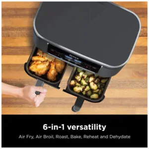 Fritadeira Elétrica 6 em 1 Capacidade 7.5L com Cesta Dupla, 1690W, 110V, Ninja DZ201 Foodi, Cinza Escuro
