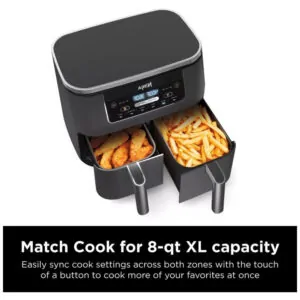Fritadeira Elétrica 6 em 1 Capacidade 7.5L com Cesta Dupla, 1690W, 110V, Ninja DZ201 Foodi, Cinza Escuro