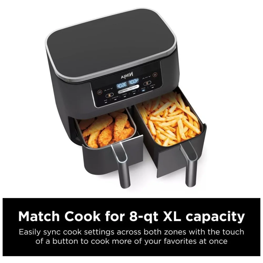 Fritadeira Elétrica 6 em 1 Capacidade 7.5L com Cesta Dupla, 1690W, 110V, Ninja DZ201 Foodi, Cinza Escuro