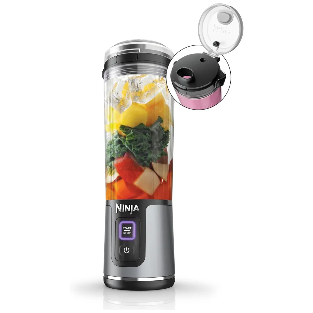 Liquidificador Portátil 530 mL para Vitaminas, Recarregável USB, 110V, Ninja BC151BK, Preto