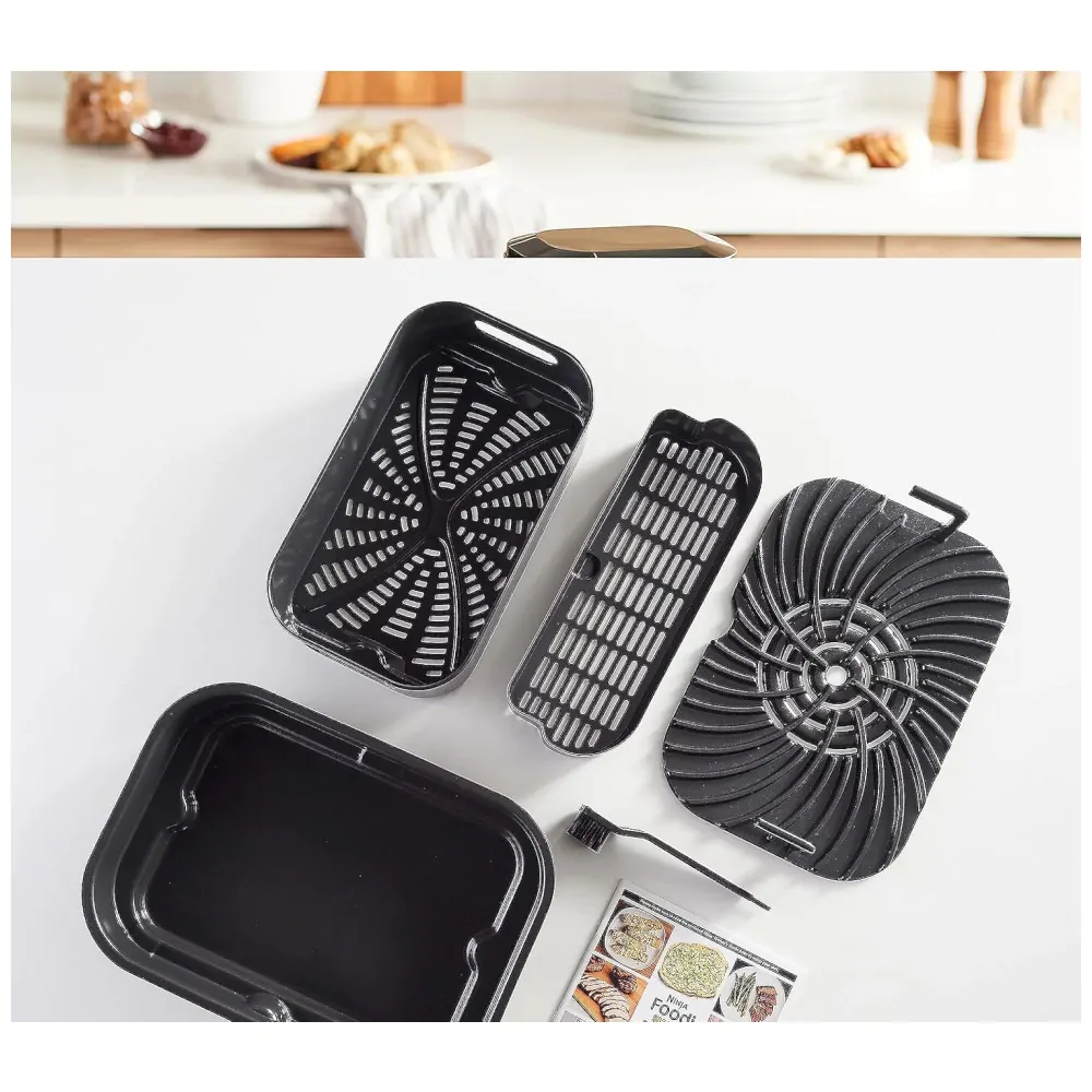 Foodi Smart XL 6 em 1 churrasqueira interna com 4 quart de fritadeira de ar para assar desidratar grelhar, NINJA FG551, Preto