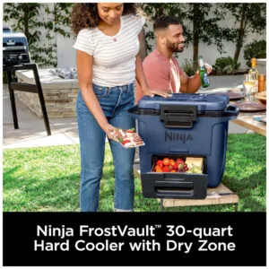 Cooler Térmico Portátil 28L com Gaveta em Zona Seca, Premium Mantém o Gelo por Dias, Ninja FB131BL FrostVault, Azul