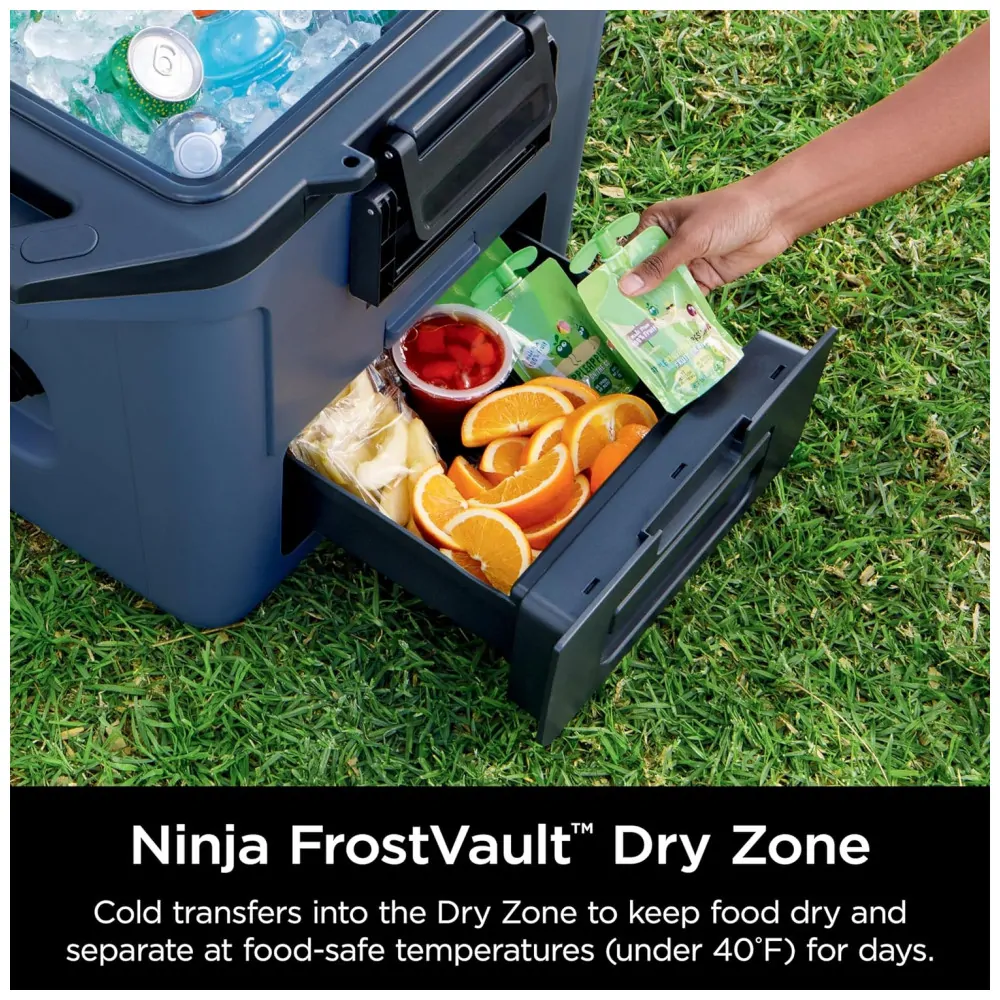 Cooler Térmico Portátil 28L com Gaveta em Zona Seca, Premium Mantém o Gelo por Dias, Ninja FB131BL FrostVault, Azul