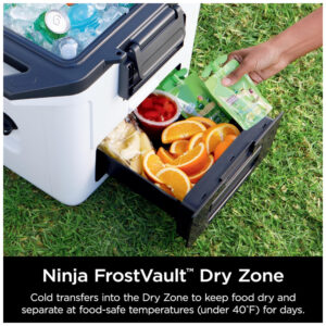 Cooler Térmico Portátil 28L com Gaveta Secadora, Premium Ninja FrostVault FB131WH Cinza Ardósia Mantém Gelo por Dias