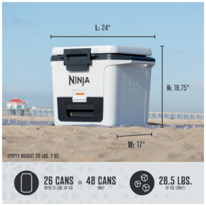 Cooler Térmico Portátil 28L com Gaveta Secadora, Premium Ninja FrostVault FB131WH Cinza Ardósia Mantém Gelo por Dias