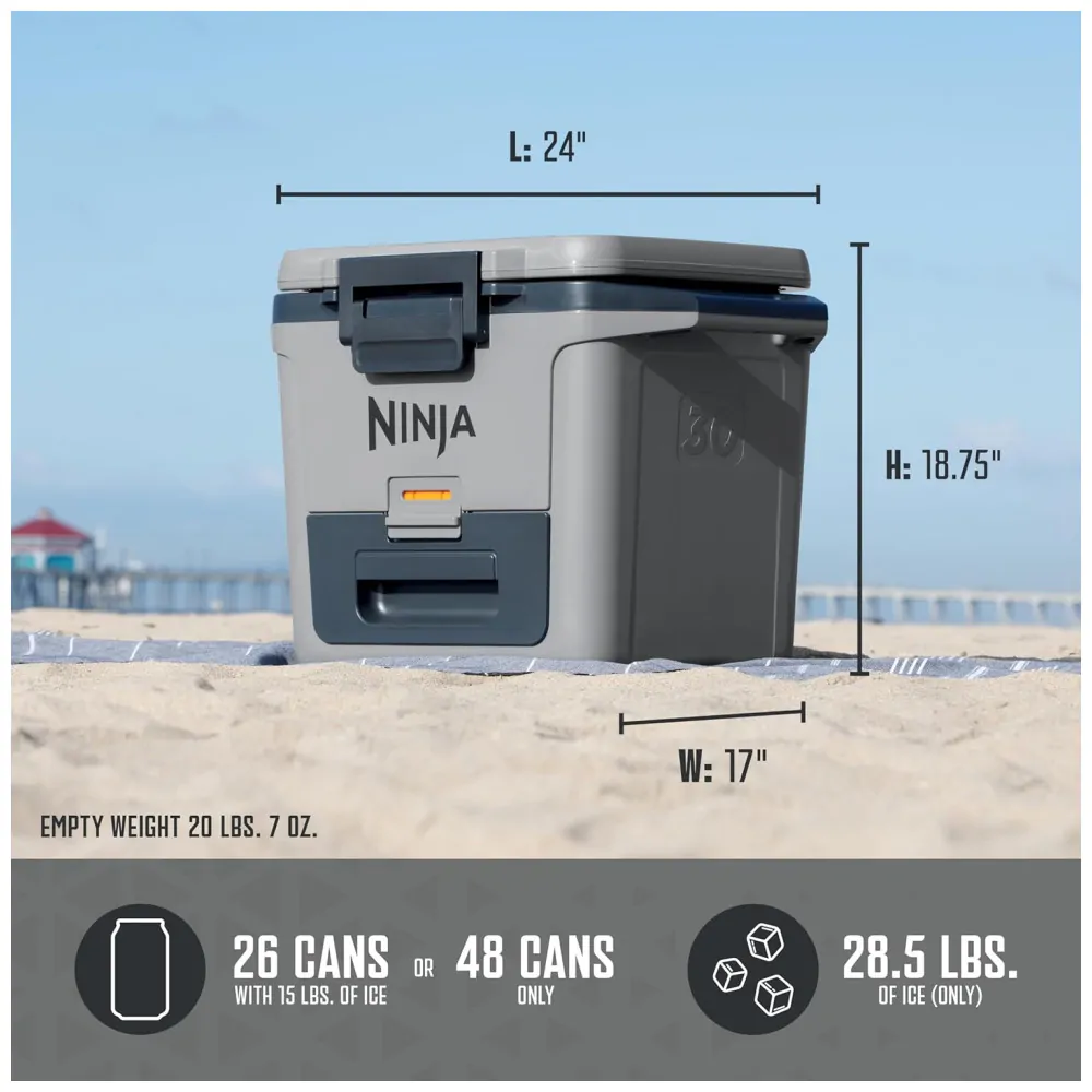 ectqyspln5vc0b_8.jpg - Cooler Térmico Portátil 28L com Gaveta em Zona Seca, Premium Mantém o Gelo por Dias, Ninja FrostVault FB131WH, Cinza Ardósia
