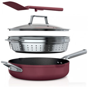 Frigideira Antiaderente 14 em 1 com Espátula e Tampa de Vidro, Ninja CW102RD, Vermelha