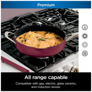 Frigideira Antiaderente 14 em 1 com Espátula e Tampa de Vidro, Ninja CW102RD, Vermelha