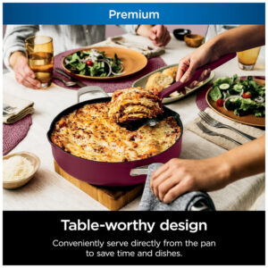 Frigideira Antiaderente 14 em 1 com Espátula e Tampa de Vidro, Ninja CW102RD, Vermelha