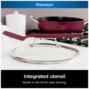 Frigideira Antiaderente 14 em 1 com Espátula e Tampa de Vidro, Ninja CW102RD, Vermelha