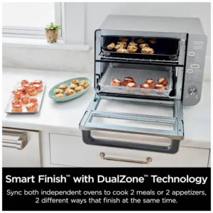 ectq61t3b6bd0b_2.jpg - Forno Elétrico de Bancada 12 em 1 com Tecnologia DualZone e Air Fryer, Aço Inoxidável, 110V 1800W, Ninja DCT651, Prata