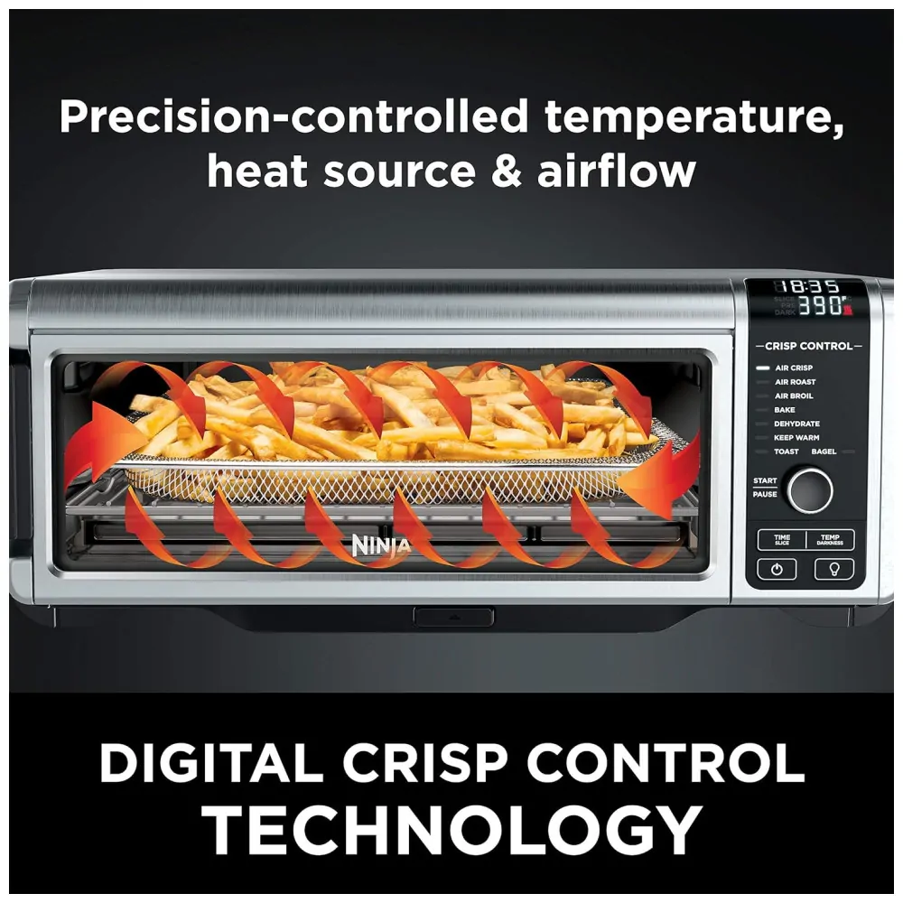 ectq6h2ygcs70b_3.jpg - Forno de Bancada Digital Air Fryer 8 em 1 com Cesta e Rack, 110V 1800W, NINJA SP101, Prateado
