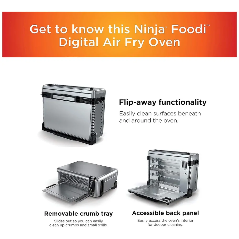 ectq6h2ygcs70b_4.jpg - Forno de Bancada Digital Air Fryer 8 em 1 com Cesta e Rack, 110V 1800W, NINJA SP101, Prateado