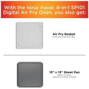 ectq6h2ygcs70b_6.jpg - Forno de Bancada Digital Air Fryer 8 em 1 com Cesta e Rack, 110V 1800W, NINJA SP101, Prateado