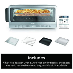 ectqg25lxc1d0b_10.jpg - Forno Elétrico Air Fryer 8 em 1 com Menu de Cozimento Automático, Prateleira Ajustável, Material de Aço Inoxidável e Tela LCD, 110V 1800W, Ninja Flip SP151, Prata