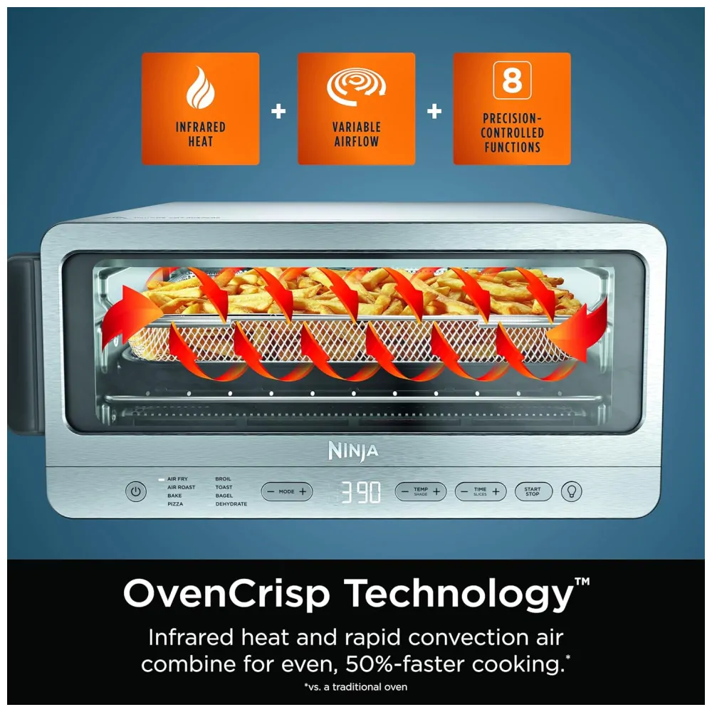 Forno de Bancada Ninja SP151 Flip 8 em 1 Fritadeira a Ar Aço Inox 1800W