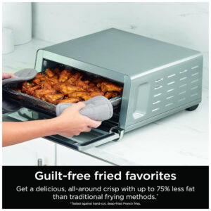 ectqg25lxc1d0b_7.jpg - Forno Elétrico Air Fryer 8 em 1 com Menu de Cozimento Automático, Prateleira Ajustável, Material de Aço Inoxidável e Tela LCD, 110V 1800W, Ninja Flip SP151, Prata