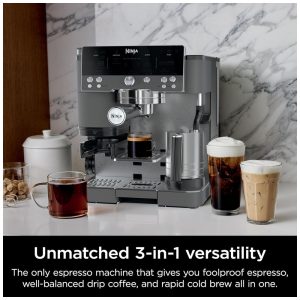 Máquina de Café Ninja Luxe Cafe Premier Series, Espresso, Gotejamento e Cold Brew Rápido, Moedor Integrado, Espumador HandsFree, com Knock Box, Filtro