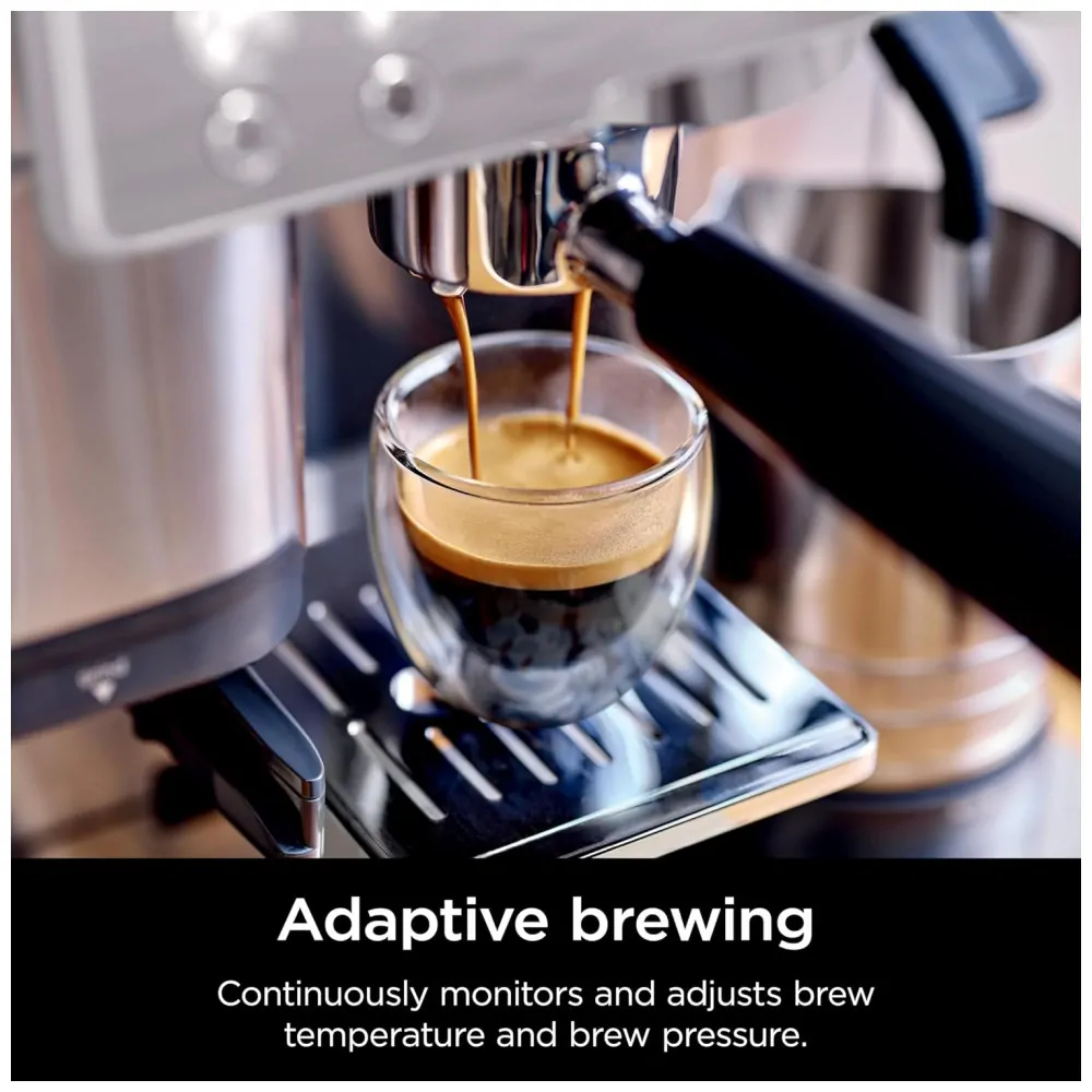 Cafeteira Ninja Luxe 3 em 1 com Moedor Integrado, Espumador de Leite e Assistente para Preparo de Espresso ES601 em Aço Inoxidável