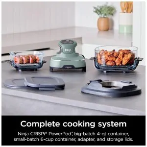 ectqmkz6bfjd0b_1.jpg - Ninja Crispi Air Fryer Fritadeira Forno de Vidro Portátil, Compacto e Poderoso, 3,78 litros, 6 Copos, Contêineres de Vidro CleanCrisp, Cozimento Rápido,