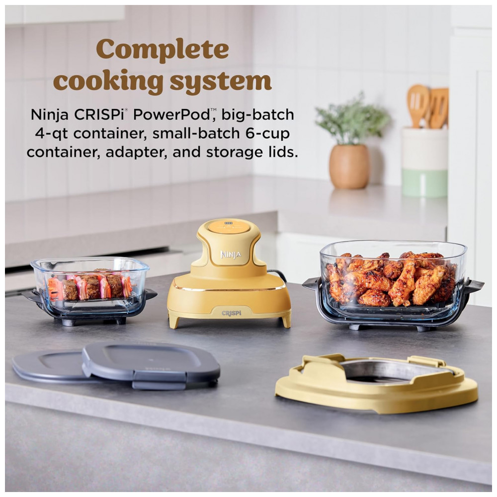 ectqwsml55lf0b_2.jpg - Ninja Air Fryer Crispi Fritadeira 4 em 1 Sistema de Cozimento Portátil 3,78 litros, 6 Copos de Vidro, Contêineres Crocantes, Tampas de Armazenamento Inclusas,