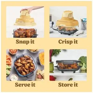 ectqwsml55lf0b_7.jpg - Ninja Air Fryer Crispi Fritadeira 4 em 1 Sistema de Cozimento Portátil 3,78 litros, 6 Copos de Vidro, Contêineres Crocantes, Tampas de Armazenamento Inclusas,