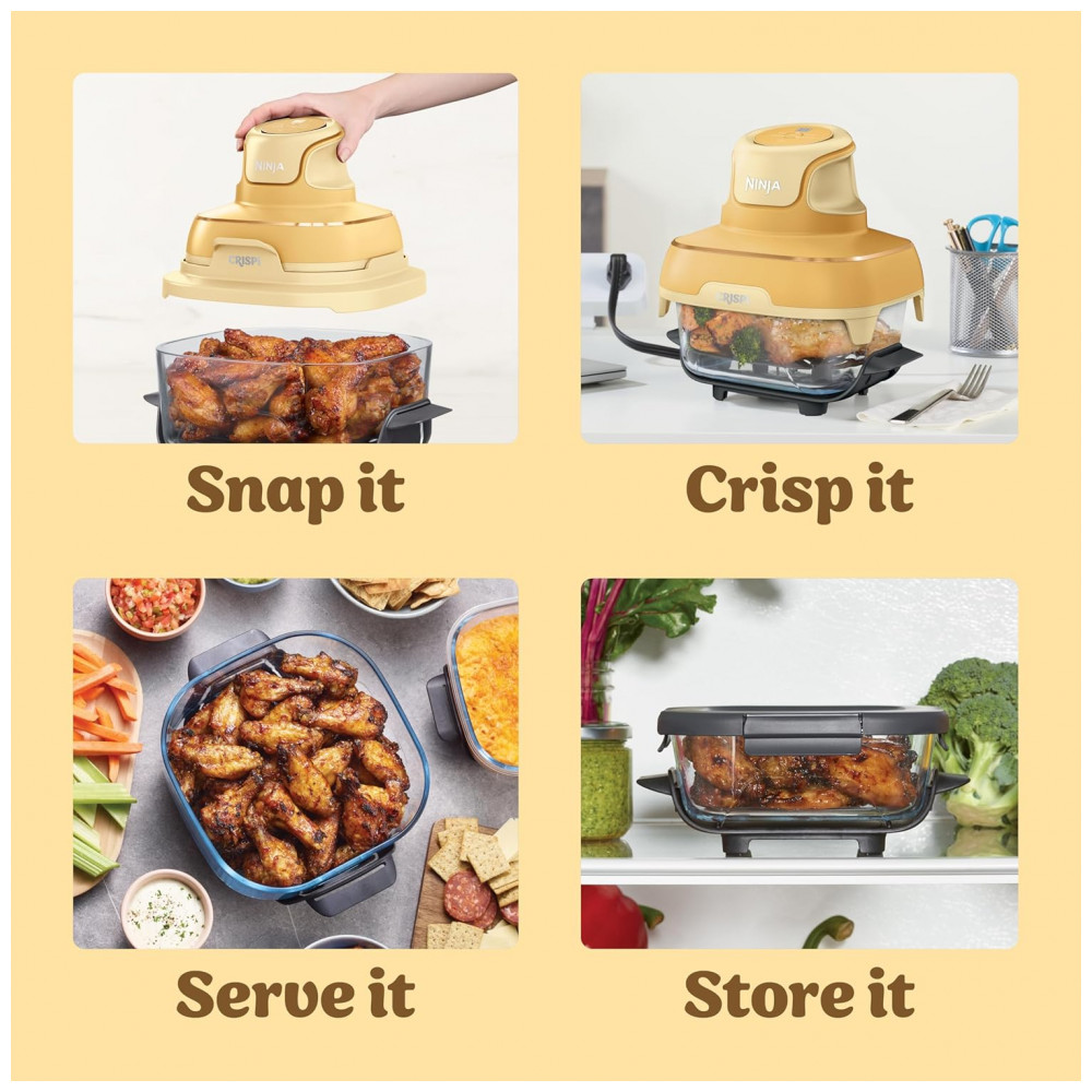 ectqwsml55lf0b_7.jpg - Ninja Air Fryer Crispi Fritadeira 4 em 1 Sistema de Cozimento Portátil 3,78 litros, 6 Copos de Vidro, Contêineres Crocantes, Tampas de Armazenamento Inclusas,