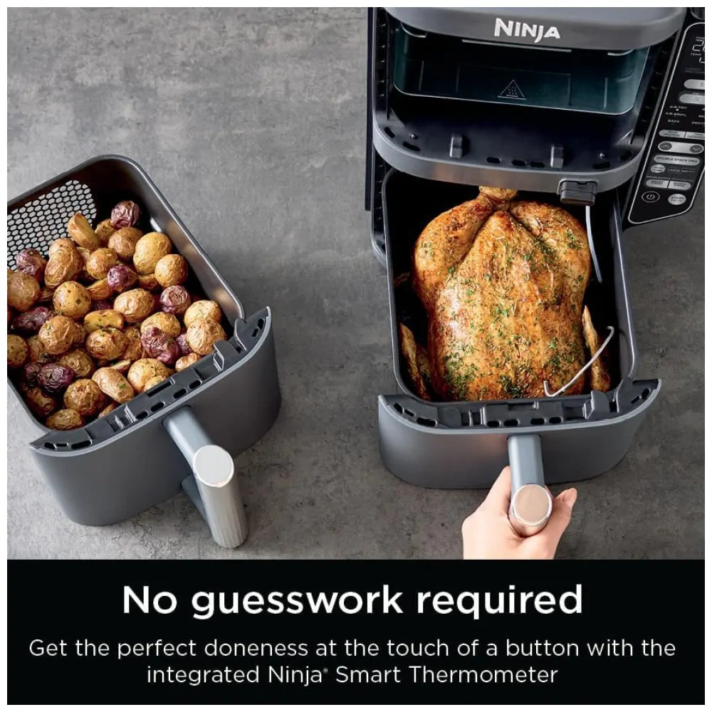 ectqzv19mn6d0b_2.jpg - Fritadeira Elétrica Ninja Duplo Andar XL 9,5 Litros 2 Cestos Air Fryer, Tecnologia Smart Cook System, Cozimento Duplo de 4 Alimentos, Termômetro, SL451
