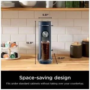 Máquina de Café Ninja Pods e Grounds Individual Compatível K Cup 3 Estilos Reservatório 1,65 L Tamanhos 177 710 mL Café Gelado Marinho PB041NV 110V