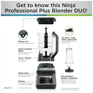 Liquidificador Ninja BN751 Professional Plus DUO, 1400 Watts, 3 Programas AutoIQ, Jarra Tritan 2 Litros, Tecnologia de Extração de Nutrientes