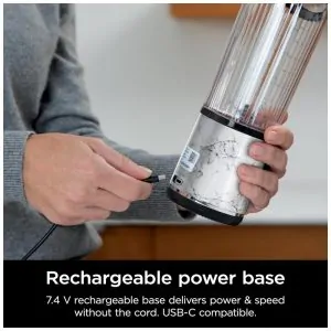 Liquidificador Portátil Ninja Blast, Sem Fio, Recipiente 530ml, Tampa Antivazamento com Bico, Branco Mármore, BC152MW, 7.4V