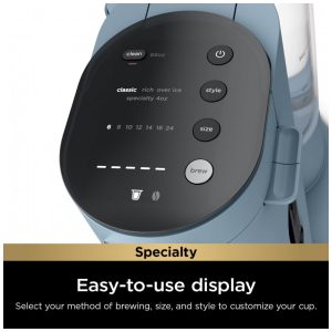 Máquina de Café Ninja Pods e Grounds Individual XL Compatível K Cup 4 Estilos Reservatório 2 L Frother Integrado Tamanhos 177 710 mL Azul Jeans PB055ABL 110V