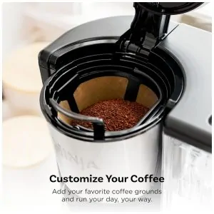 Máquina de Café Ninja Fresh Brew Programável 14 Copos Jarra Vidro Estilos Clássico Rico Reservatório 2,07 L Lote Pequeno Atraso Brew Placa Ajustável Aço Inox CE451 110V