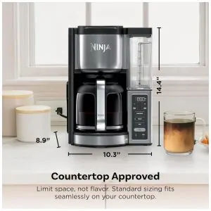 Máquina de Café Ninja Fresh Brew Programável 14 Copos Jarra Vidro Estilos Clássico Rico Reservatório 2,07 L Lote Pequeno Atraso Brew Placa Ajustável Aço Inox CE451 110V