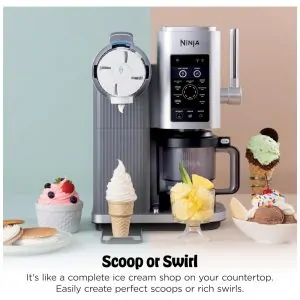 Máquina de sorvete soft serve Ninja CREAMi Scoop Swirl prata 13 programas 4 potes 2 em 1 473 ml modelo NC701.