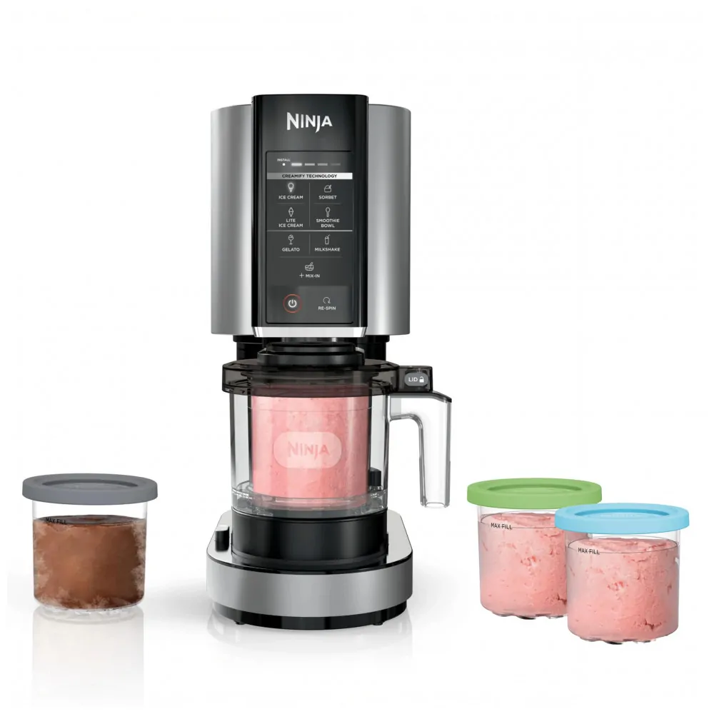 Máquina de sorvete Ninja CREAMi prata 7 programas 800 W 120V modelo NC301 Bundle