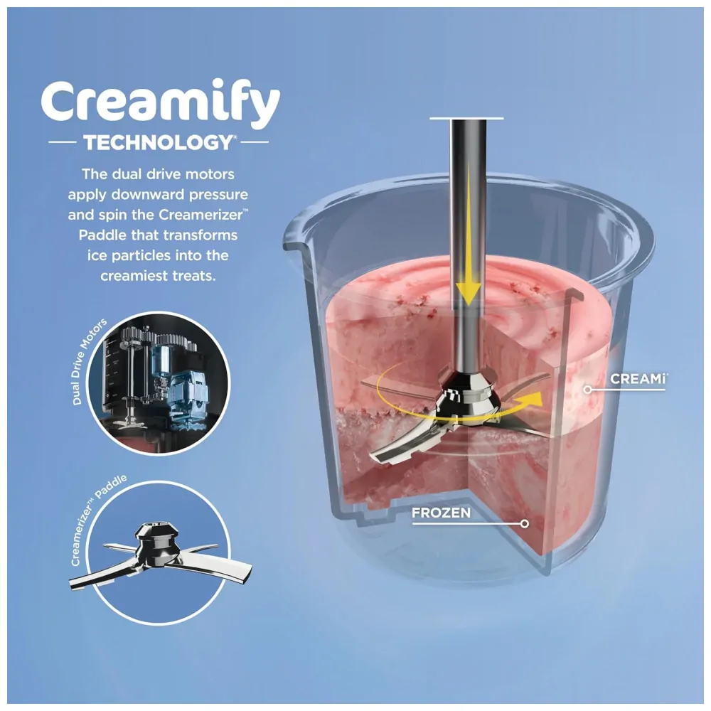 Máquina de sorvete Ninja CREAMi prata 7 programas 800 W 120V modelo NC301 Bundle