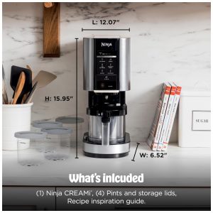 Máquina de sorvete Ninja CREAMi prata 7 programas 800 W 120V modelo NC301 Bundle