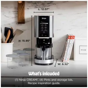Máquina de sorvete Ninja CREAMi prata 7 programas 800 W 120V modelo NC301 Bundle