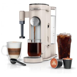 Máquina de Café Ninja Pods e Grounds Individual XL Compatível K Cup 4 Estilos Reservatório 2 L Frother Integrado Tamanhos 177 710 mL Pedra PB055AST 110V
