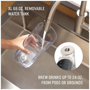 Máquina de Café Ninja Pods e Grounds Individual XL Compatível K Cup 4 Estilos Reservatório 2 L Frother Integrado Tamanhos 177 710 mL Pedra PB055AST 110V